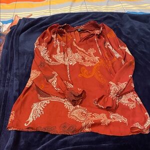 Chic Paisley Women's Blouse in Rich Red